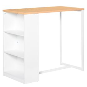 Modern Bar Table Counter Height Dining Table with 3 Storage Shelves for Kitchen, Dining Room, Living Room, White
