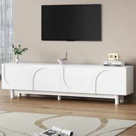 ON-TREND Graceful TV Stand With Arch Cabinets For TVs Up To 78'', Minimalist Entertainment Center With Solid Wood Legs, Practical Media Console With A