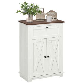 Farmhouse Sideboard Storage Cabinet with Doors and Drawer for Kitchen, Living room, 23.5"x11.75"x34.5", White