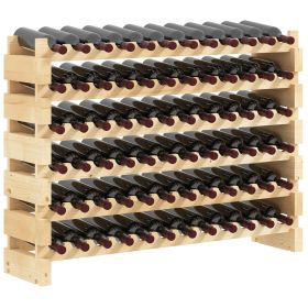 Stackable Wine Rack, Modular Storage Shelves, 72-Bottle Holder, Freestanding Display Rack for Kitchen, Pantry, Cellar, Natural