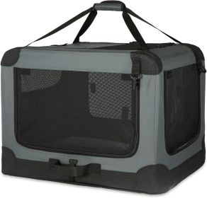 Foldable Dog Cage, Portable Travel Dog Cage With Three-door Mesh Windows--30IN.grey