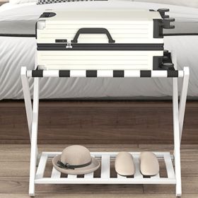 Luggage Rack Foldable Thickened Bamboo Suitcase Stand With Storage Shelf For Hotel Bedroom Guest Room (Option: Default)