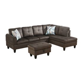 Only Self Pickup--Dark Brown Flannel 3-Piece Living Room Sofa Set (Option: F09715B   3PCS   S.C.O)