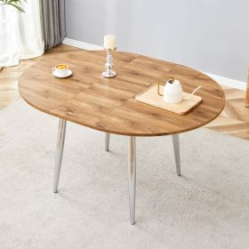 With A Clever Retractable Mechanism, The Wood Grain MDF Table Top And Silver Metal Legs And Has A Smooth And Delicate Surface.The Unique Look Cre (Option: Silver  Wood)