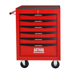 Rolling Metal Tool Chest With 6 Drawers, 20 6-Drawer Tool Chest Cabinet With Ball Bearing Drawer Slides, Steel Tool Storage Box Organizer -Red&Bl (Option: RedBlack)
