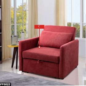 Self Pickup Only--Red Lint 1-Piece Convertible Sofabed Chair (Option: FF0022)