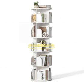 Rotating 5 Tier Book Tower, 360 Degree Revolving Shelf, Vertical Spiral Corner Bookcase (Option: White Fivetier)