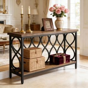 2-Tier Plant Stand,Entryway Table,Console Table,Sofa Table (Option: Black Rustic Brown)