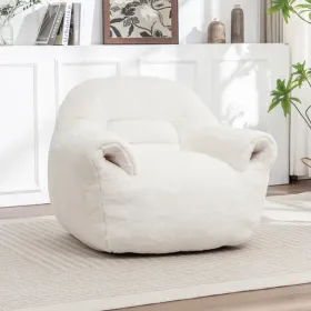Bean Bag Chair, Comfy Bean Bag Sofa With Back Support, Faux Fur Bean Bag Chair For Adults And Kids, Stuffed Floor Sofa For Living Room, Bedroom, Apart (Option: defaulttitle)