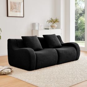 Soft Teddy Fabric Boneless Sofa,No Assembly Required Streamlined Design,Anti-Slip Design 32D High Density Sponge Fits Living Rooms Bedrooms,Black (Option: Black)