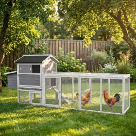Large Main House, Gray Wooden Chicken Coop, Large Outdoor Hen House With Run And Nesting Box Poultry Cage, Rabbit Hutch, Waterproof Anti-UV Panel (Option: Gray)
