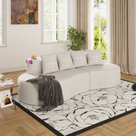 Modern Curved Sectional 3 Seat Minimalist Elegant Half Moon Sofa Compressed Modular Sectional Sofa For Living Room, Office, Apartment (Option: Beige)
