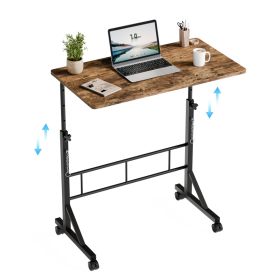 31.5-inch Adjustable-height Mobile Desk, Equipped With Locking Wheels And Clasps, Suitable For Mobile Desks And Active Home Offices (Option: Brown)