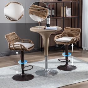 Modern Swivel Bar Stools Set Of 2 Adjustable Counter Height Chairs With Footrest For Kitchen, Dining Room  Beige (Option: Beige)