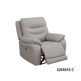 Pickup Only--Light Grey Breathing Leather And PVC 3-Piece Living Room Recliner Sofa Set (Option: C)