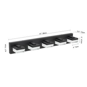 Bathroom Vanity Lights Over Mirror For Mirror Led Light Fixture 5 Lights Modern Black Vanity Light (Option: Default)