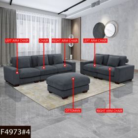 Pickup Only---Dark Grey Corduroy 6-Piece Living Room Sofa Set (Option: F4973  6pcs)