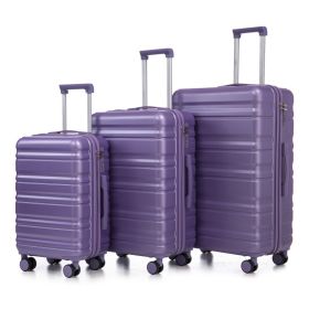 HIFINE TOURIST 20-24-28 3 Pcs-set In ABS Spinner Wheel Luggage, Carry On Suitcase, Matching Color, Combination Lock Purple (Option: Purple)