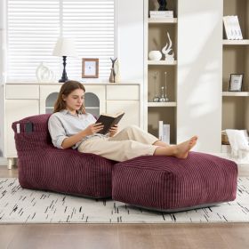 Big Bean Bag Chair For Adults,Lounger Large Bean Bag Sofa, Memory Foam Filled Beanbag Chair For Living Room, Bedroom, Balcony,Comfy Corduroy Bean (Option: Wine red)
