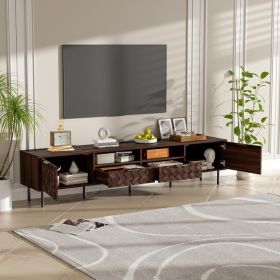 78 Inch Modern TV Stand For TVs Up To 85, Entertainment Center With Closed Storage & Cable Management, Soft-Closing Hinges, Iron Legs For Living (Option: Dark Brown)