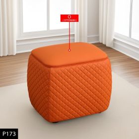 Pickup Only--Orange Cat-Scratch Leather Living Room Square Low Stool (Option: P173)