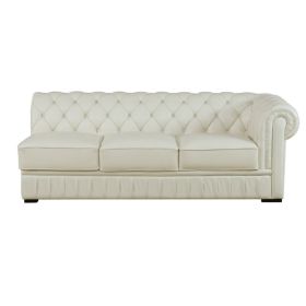Self-pickup Only--89 White Cow Top Leather Sectional Sofa Living Room Sofa (Option: F8201AS)