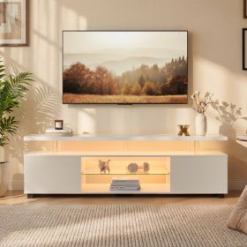 TV Stand for 70 Inch TV LED Gaming Entertainment Center Media Storage Console Table with Large Side Cabinet for Living Room White (Option: White)