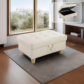 White Faux Leather Storage Ottoman (Option: F092 O)