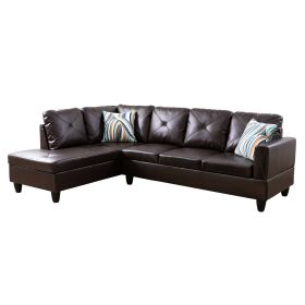Pickup Only--Brown Faux Leather 3-Piece Couch Living Room Sofa Set (Option: F09823A2PCS  S.C)