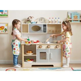 Wooden Play Kitchen Set Realistic Toddler Kitchen Playset With Oven Dishwashing Sink For Children Above 3 Years Old (Option: Default)