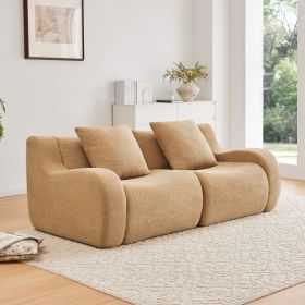 Soft Teddy Fabric Boneless Sofa,No Assembly Required Streamlined Design,Anti-Slip Design 32D High Density Sponge Fits Living Rooms Bedrooms,Camel (Option: Camel)