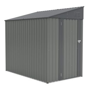 4x7 Foot Lean-To Shed In Olive Grey, Heavy-Duty Steel Outdoor Storage For Garden Tools & Bicycles, Maximize Your  & Patio Space With All-Weather (Option: GrayOlive)