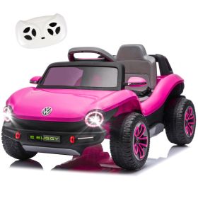 12V Licensed Beetle Kids Ride On Electric Car W 2.4G PC,Cute&Curvy Body,2WD,4-Wheel Suspension,Rear Cargo Storage,Bright Front Headlights,Bluetoo (Option: Pink)
