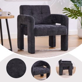 Modern Minimalist Casual Single Armchair Living Room, Bedroom, Office Area Upholstered Chair Comfortable Padded Armchair Nordic Style Casual Seat (Option: Black)