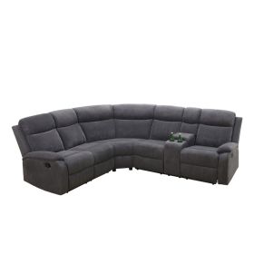 Pickup Only--Dark Grey Stripe Fabric Living Room Recliner Intelligent 3-Piece Sofa Set (Option: GS47353PCS  W.LL.RL)