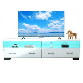 4-Drawer TV Stand For TV's Up To 80 Flat Screen Cabinet Door Living Room Storage Entertainment Center, White (Option: White)