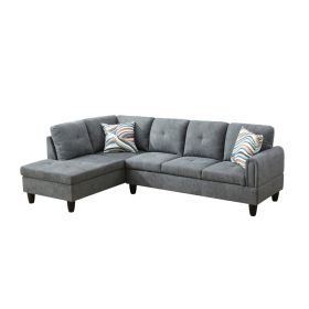 Pickup Only--Dark Grey Faux Leather 3-Piece Living Room Sofa Set (Option: F09725A2PCS  S.C)