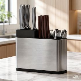 Kitchen Cutlery Holder Spoon Fork Storage Rack Organizer Utensils Chopstick Box (Option: Sliver)