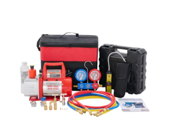 110V 1-3 4CFM Vacuum Kit With R134a Manifold Gauge & Leak Detector (Option: Red)