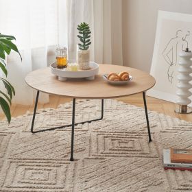 American Minimalist Modern Small Apartment Coffee Table Ins Internet Celebrity Home Living Room Sofa Designer Round Bedroom Coffee Table (Option: Acacia Wood)