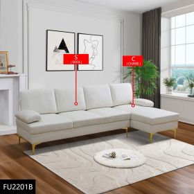 Self-pickup Only--Off-white Fluffy Fabric 2-Piece Living Room Sofa Set (Option: FU2201B  2PCS  C.S)
