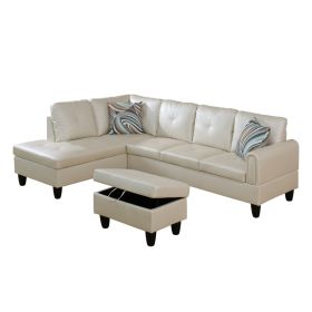 Pickup Only--Pearl White Faux Leather 3-Piece Living Room Sofa Set (Option: F09729A3PCS  S.C.O)