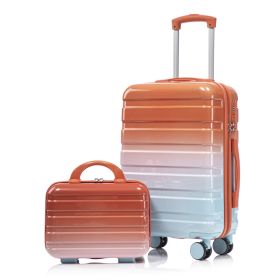 14-20  2 Pcs-set In PC Spinner Wheel Luggage, Carry On Suitcase, With Gradient Color And Combination Lock  Blue Red (Option: BlueRed)