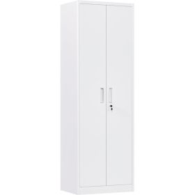 SUPEER Filing Cabinet, Metal Cabinet With 4 Height-Adjustable Shelves, Sheet Steel Powder Coating, Steel Cabinet For Tools, Garage, H 180 Cm X W (Option: White)