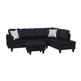 Only Self Pickup--Black Flannel Living Room Sofa Set (Option: F09710B  3PCS   S.C.O)