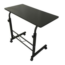 80cm Adjustable Tray Table Rolling Sofa Side Snack Table With Wheels Portable C-Shape Dinner Tray Tables Mobile Wooden Laptop Desk Beside Couch B (Option: Black)