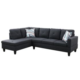 Pickup Only--Black Grey Linen Living Room Sofa Set (Option: F09804A2PCS  S.C)