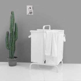 2-Tier Laundry Hamper 110L Large Oxford Clothes Basket Sorter With, Lid And Sorting Cards For Clothes & Toys Storage,White (Option: White)