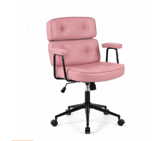 Ergonomic Home Office Desks And Chairs, Computer Chairs With Lumbar Support, Adjustable Height And Rotating Wheels (Option: Pink)