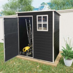 5 Ft X 3 Ft Outdoor Plastic Storage Shed With Floor,Black (Option: Black)